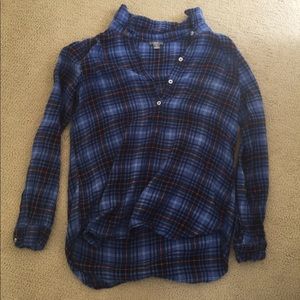 Blue half button flannel